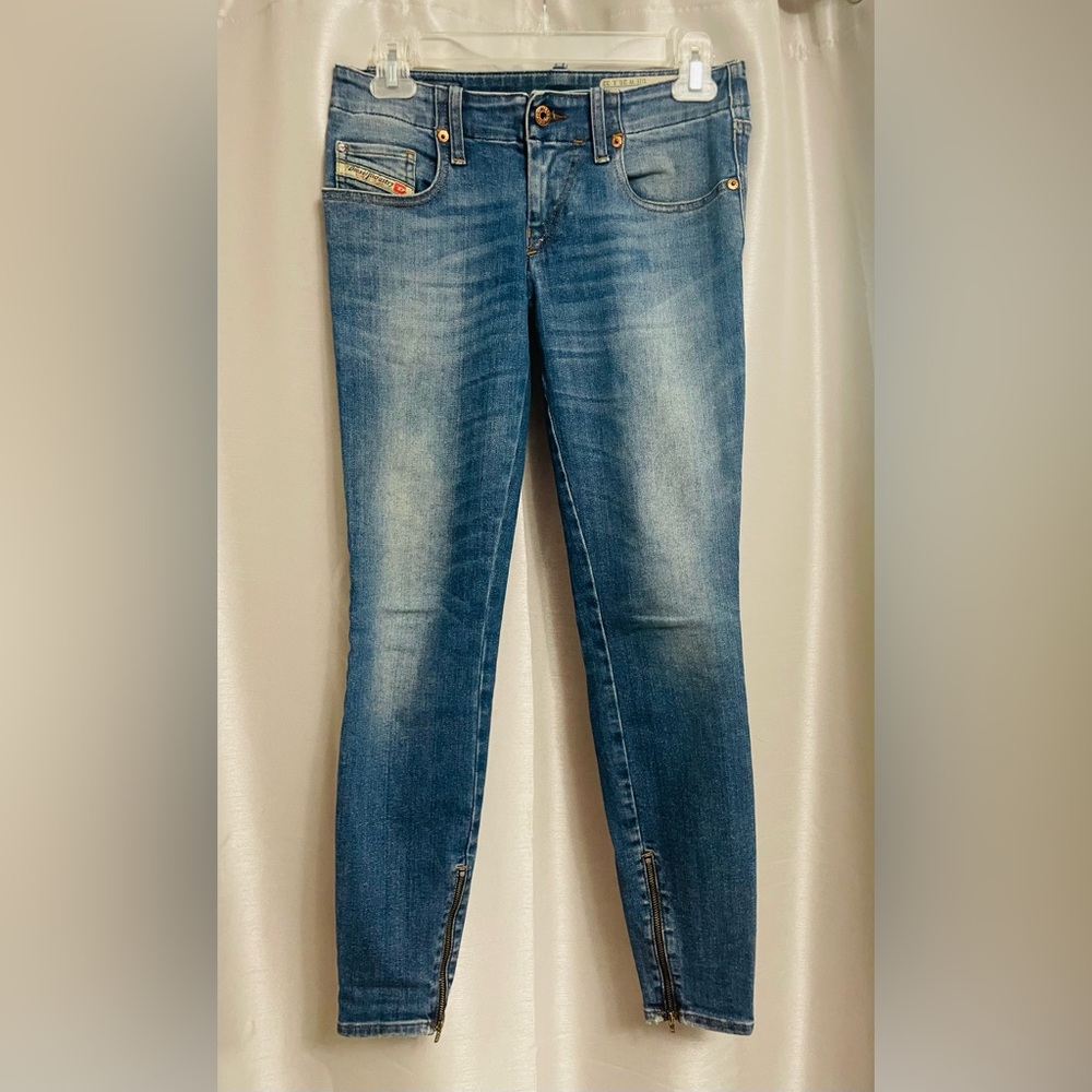 Diesel Grupee-Zip Skinny Jeans Size 25 Low Rise Stretch Ankle Zip